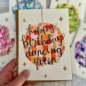 Disko Geburtstagskarte für Mamma Mia - 17, 16, 21, 30, 50.Geburtstag personalisiert - Tanzende Königin mit Glitzer Disco Ball-