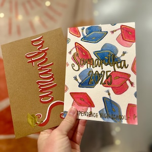 Cartão de formatura personalizado pintado à mão - turma de 2025 | cartão de formatura exclusivo e personalizado | presente de formatura para ele - para ela - presente de formatura personalizado
