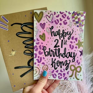 Tarjeta de cumpleaños personalizada para niña/edad personalizada/personalizable/idea de regalo única/cualquier edad/18, 20, 50, 21, 40, 10, 16