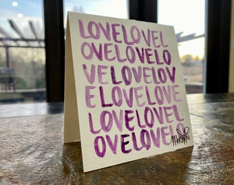 Valentine’s Day card - hand painted - watercolor- love - handmade