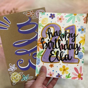 Personalized floral birthday card for her| custom age | customizable | Unique Gift Idea | any age | 70th, 80th, 50th, 21st, 40th, 60th, 16th