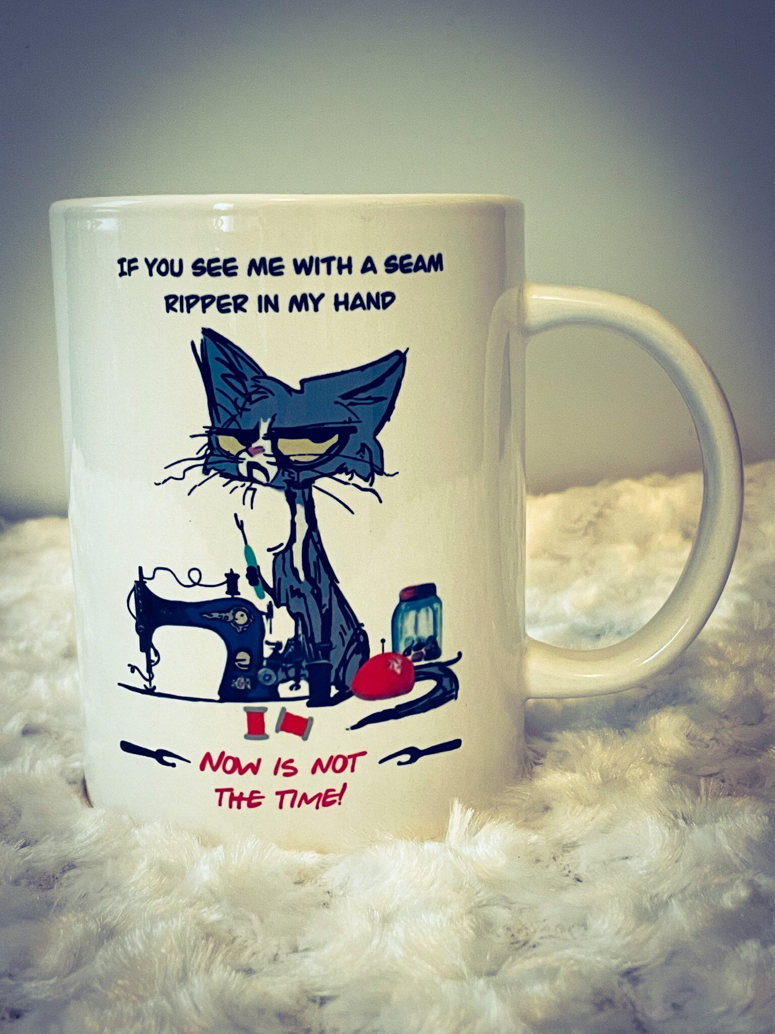 15oz Coffee Mug Cat Seam Ripper Funny Drinking Mug Cup With Etsy UK