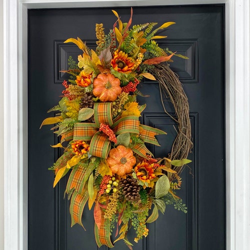 Extra Large Fall Wreaths for Front Door Designer Fall Wreath - Etsy