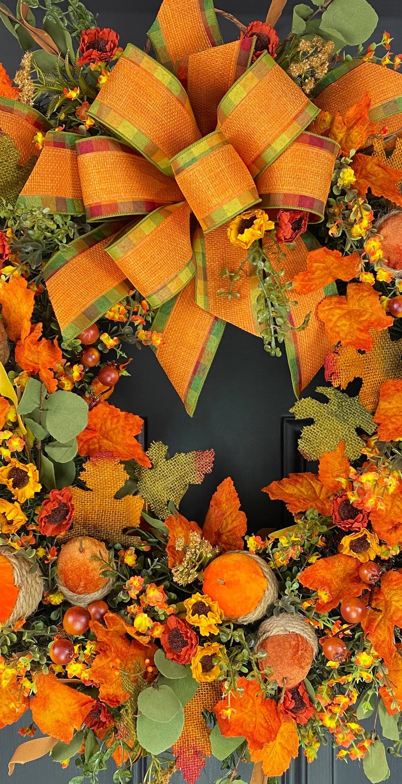 Extra Large Fall Wreaths For Front Door Designer Fall Wreath Etsy Extra large fall wreaths for front door designer fall wreath etsy