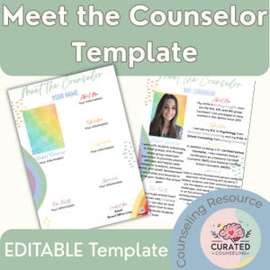 EDITABLE Meet the Counselor Template with Example (CANVA) Back to School Counselor Introduction