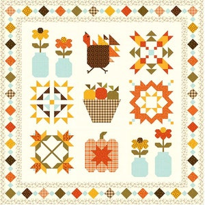 Fall Gatherings Sampler Boxed Quilt Kit featuring Adel in Autumn by Sandy Gervais for Riley Blake Designs