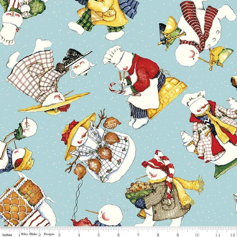 Wecker Frisch for Riley Blake Designs Folk Toss Blue Yardage Snow Sweet by J