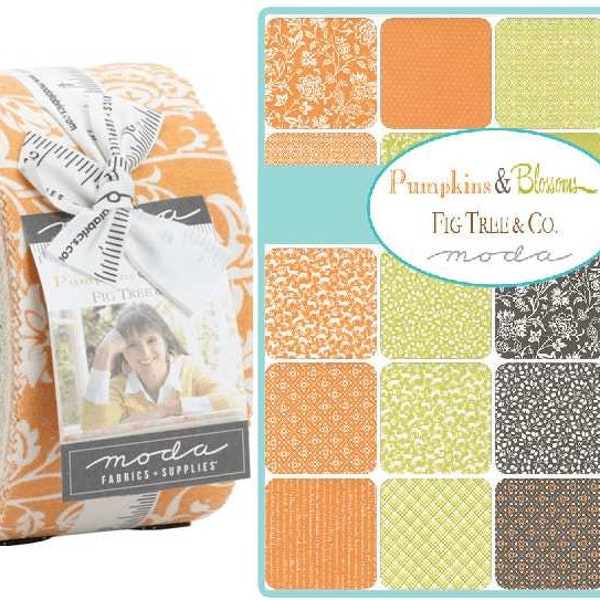 40 Pieces) Pumpkins & Blossoms Jelly Roll by Fig Tree and Co. for Moda
