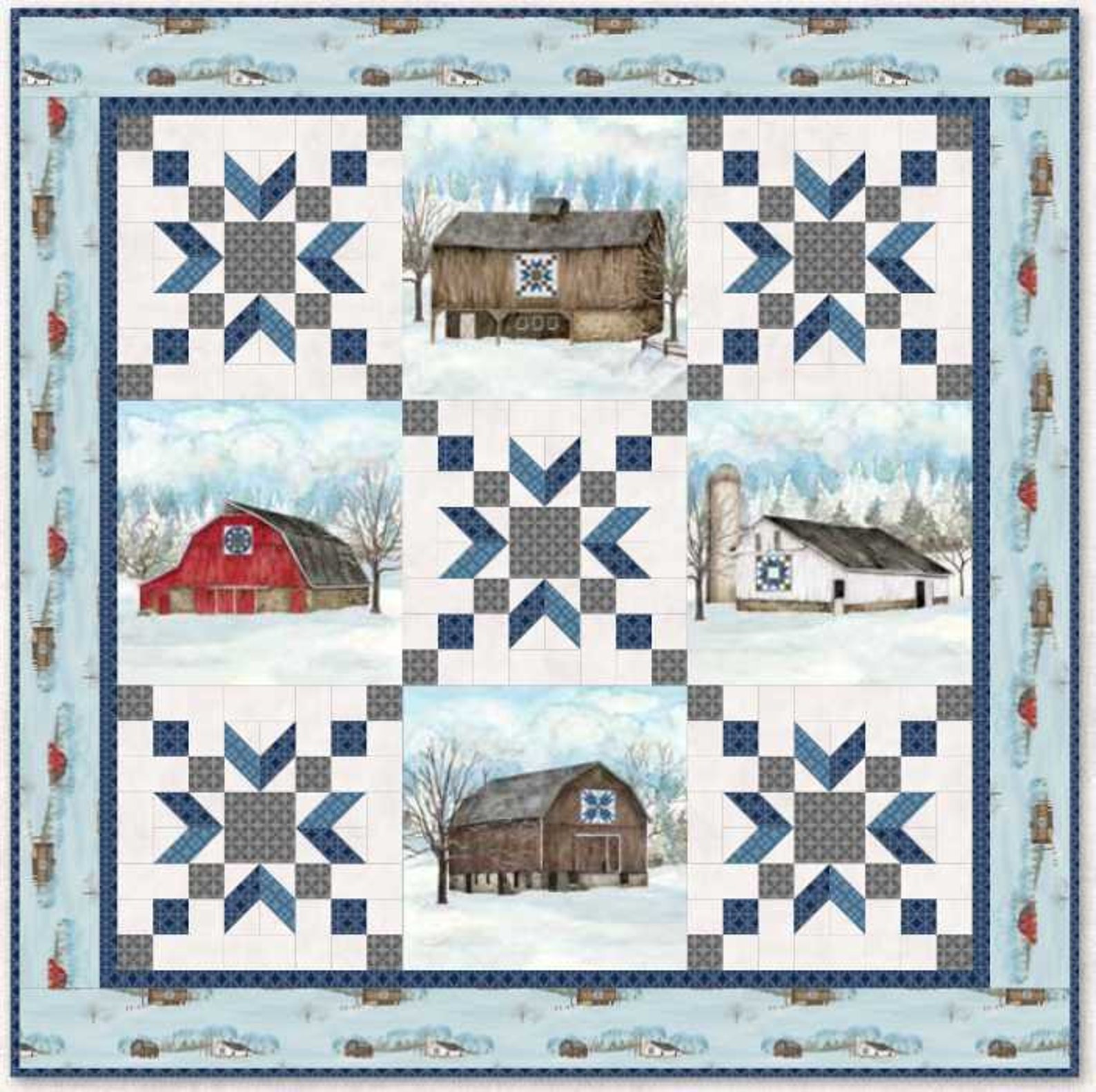 Winter Barn Quilt Kit Featuring Winter Barn Quilts by Tara Etsy