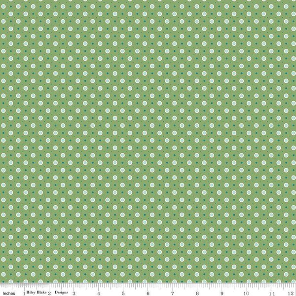 Bee Dots by Lori Holt for Riley Blake Designs - C14172-BASIL - Vera Basil - Sold in 1/2 yard