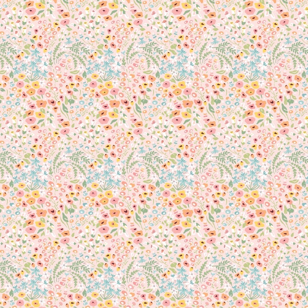 Hollyhock Lane by Sheri McCulley for Poppie Cotton - HL23814 - SO DEAR pink - sold in 1/2 yard
