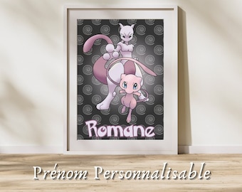 Customizable Mewtwo and Mew poster