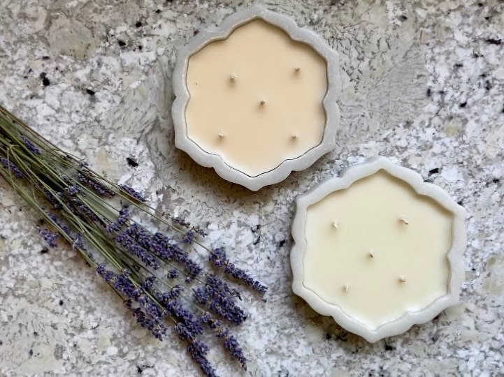 Marble Lotus Soy Candle | 5-Wick Scented Candle + Trinket Tray ( 1 Candle)