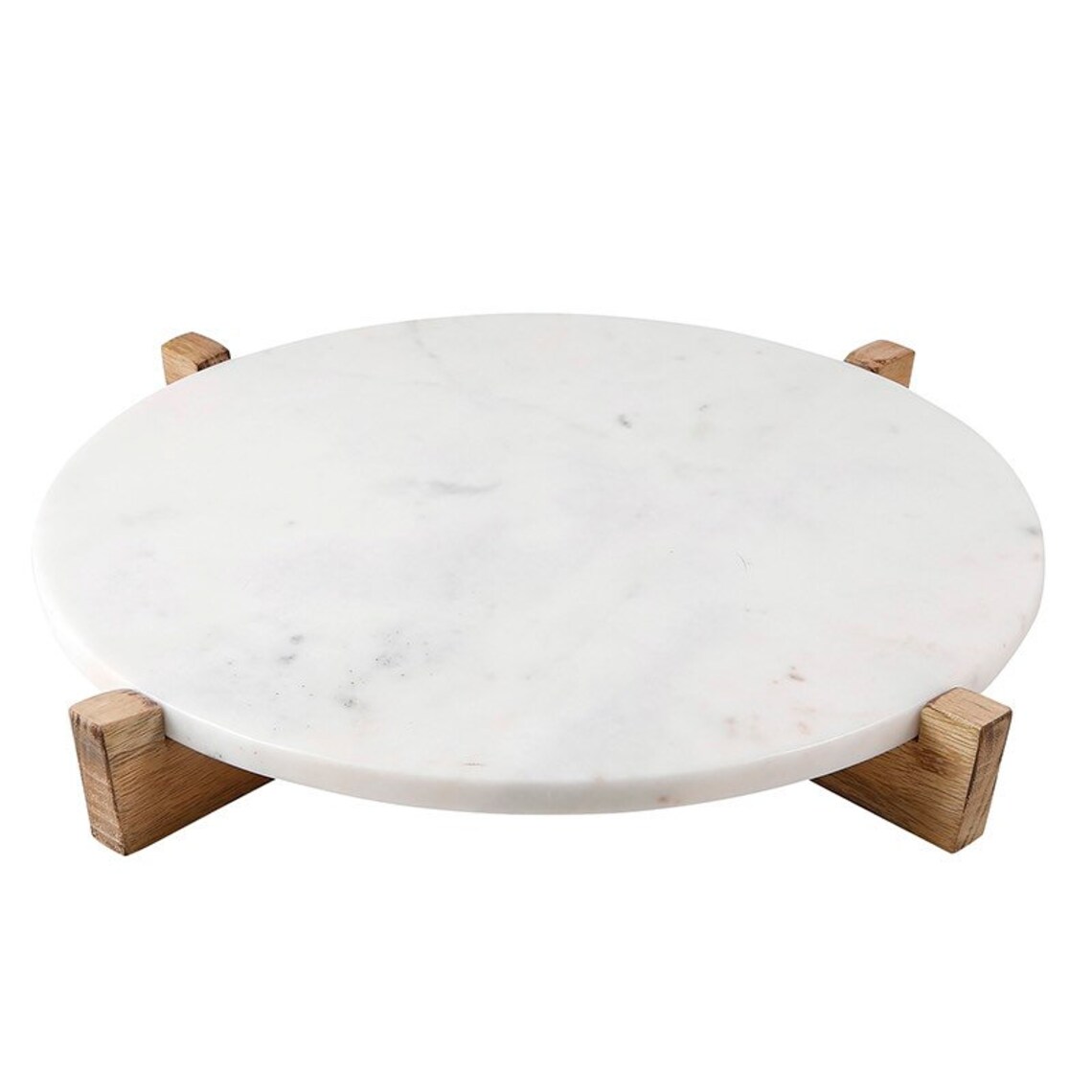 Round Marble Tray Wood Stand White Marble Platter and Etsy