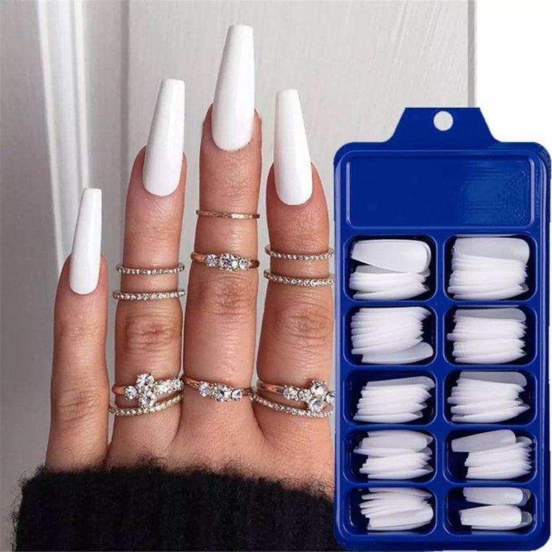 Press On Nails White Ballerina Fake Artificial Nails 100pcs Etsy