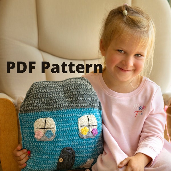 DIY crochet amigurumi pillow PDF pattern Living room cushion pattern House shaped velvet decorative pillow  pattern