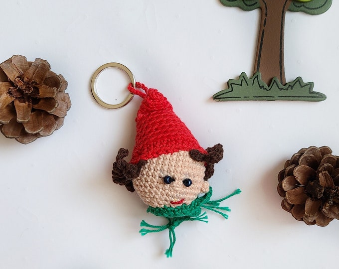 Gnome bag accessory Housewarming gift Gnome keyholder Miniature crochet gnome keychain