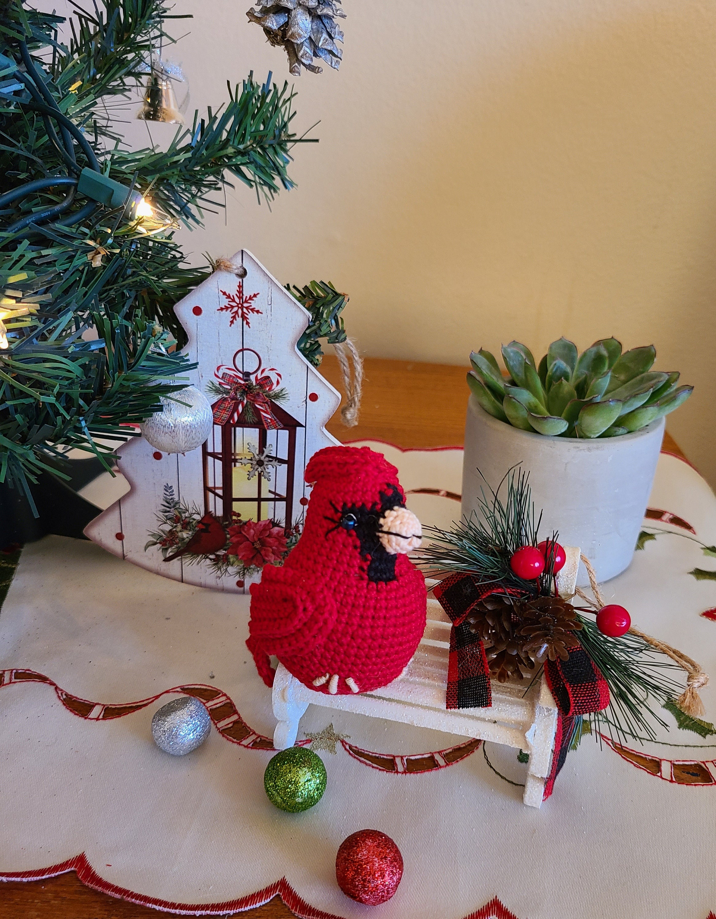 Crochet Cardinal Bird 2.8 Inch Ornament Christmas Decorations - Etsy Canada