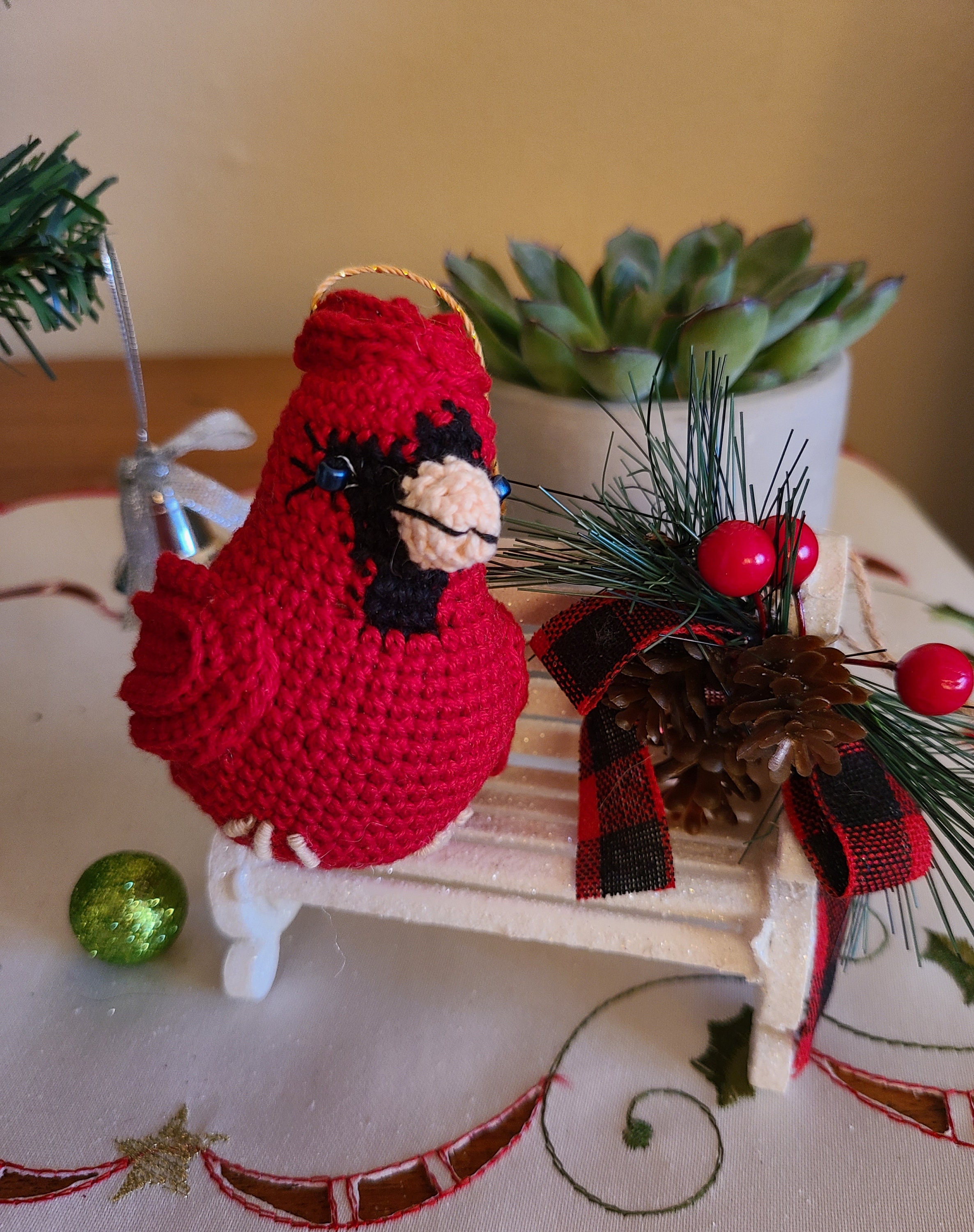 Crochet Cardinal Bird 2.8 Inch Ornament Christmas Decorations - Etsy Canada