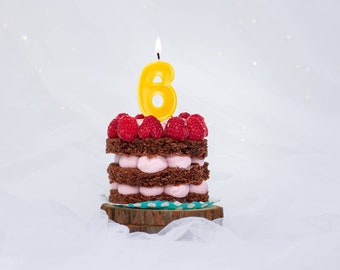 Geburtstagskerze für Torte, Nummer 6, natürliches Bienenwachs, handgegossene Jahreskerze für Kuchen