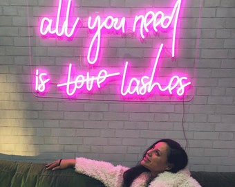 All you need is love lashes - LED Neon Sign, Custom Neon Sign, Sign For Home, LED Letters, Wall Signs, Home Decor, Black Friday