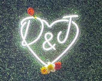 Custom Heart Initials Neon Sign | Wedding Neon Sign, Gift For Wedding, Wedding gift, Neon Sign Custom, LED Neon Sign, Flex Neon Wedding