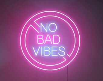 No Bad Vibes - LED Neon Sign, Wall Decor, Wall Sign, Neon Lights, Neon Sign, Party Neon Light, Neon Light Custom neon, Pink led neon light