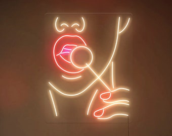 Girl And Lollipop - LED Neon Sign, Wall Decor, Wall Sign, Neon Lights
