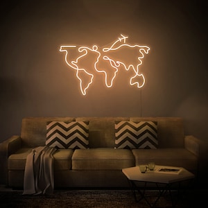 Travel Map - LED Neon Schild, Wanddekoration, Wandschild, Neonlichter, Neonlichter, LED Neonlicht Schild, Weihnachtsgeschenk, Wohnkultur, Black Freitag