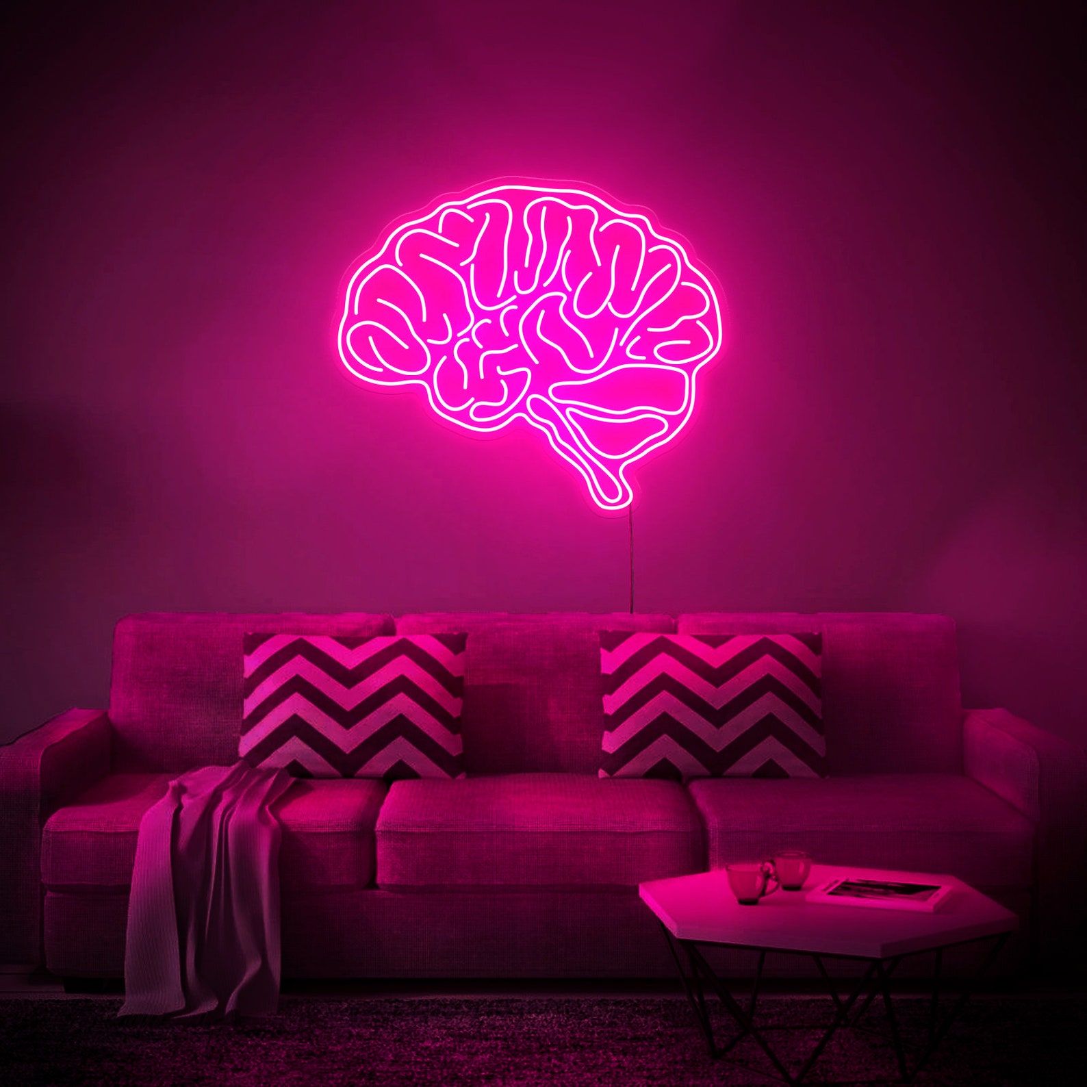 Brain - LED Neon Sign, Wall Decor, Wall Sign, Neon Lights, Human Brain ...
