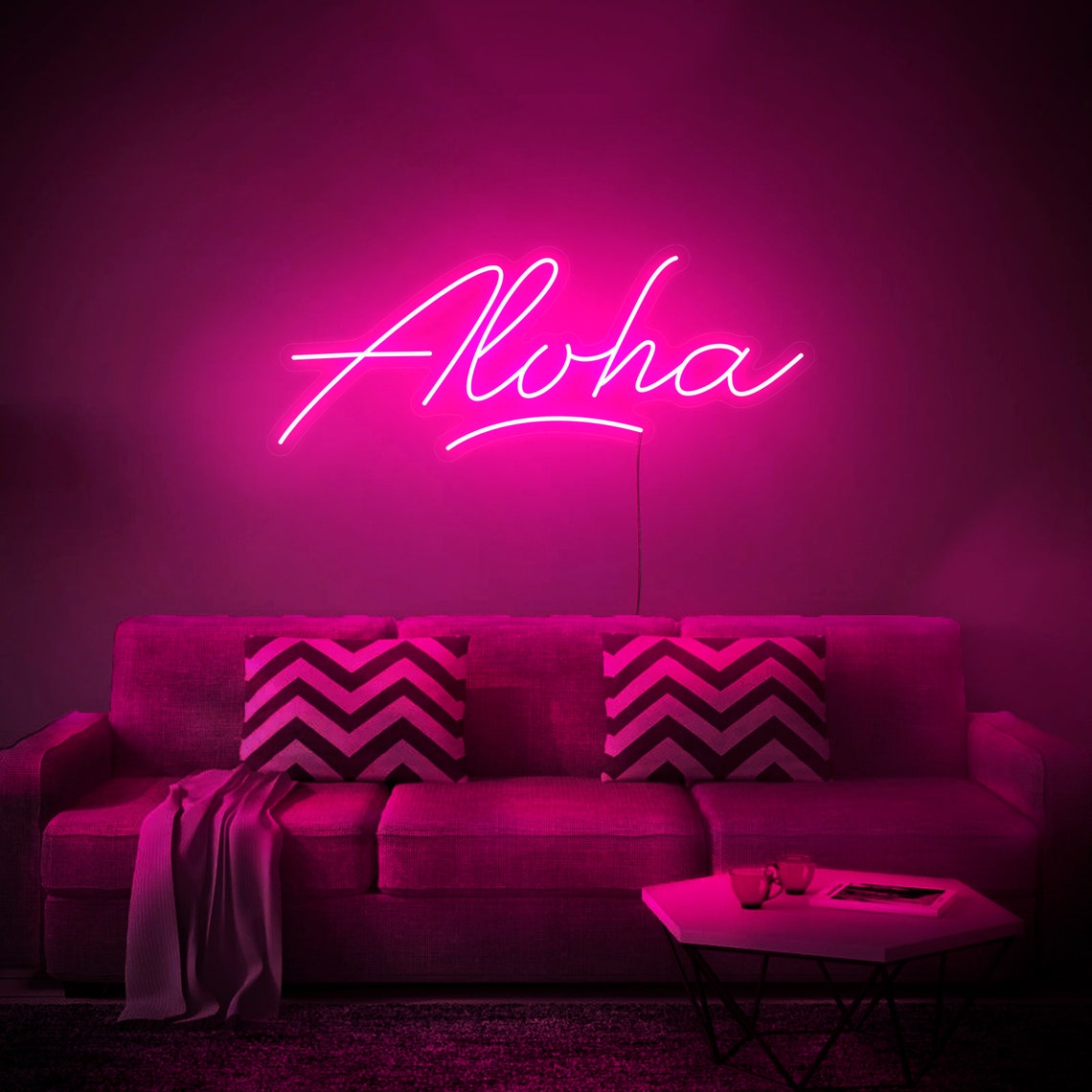 Aloha LED Neon Sign Wall Decor Wall Sign Neon Lights Etsy