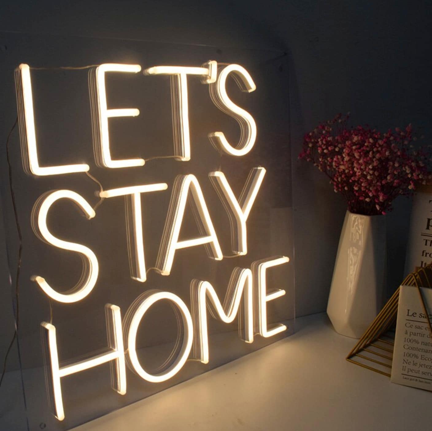 Let's Stay Home Neon Sign Custom Neon Sign Neon Wall Etsy UK