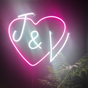 Custom Heart Initials Neon Sign Wedding Neon Sign, Gift For Wedding, Wedding gift, Neon Sign Custom, LED Neon Sign, Flex Neon Wedding image 6