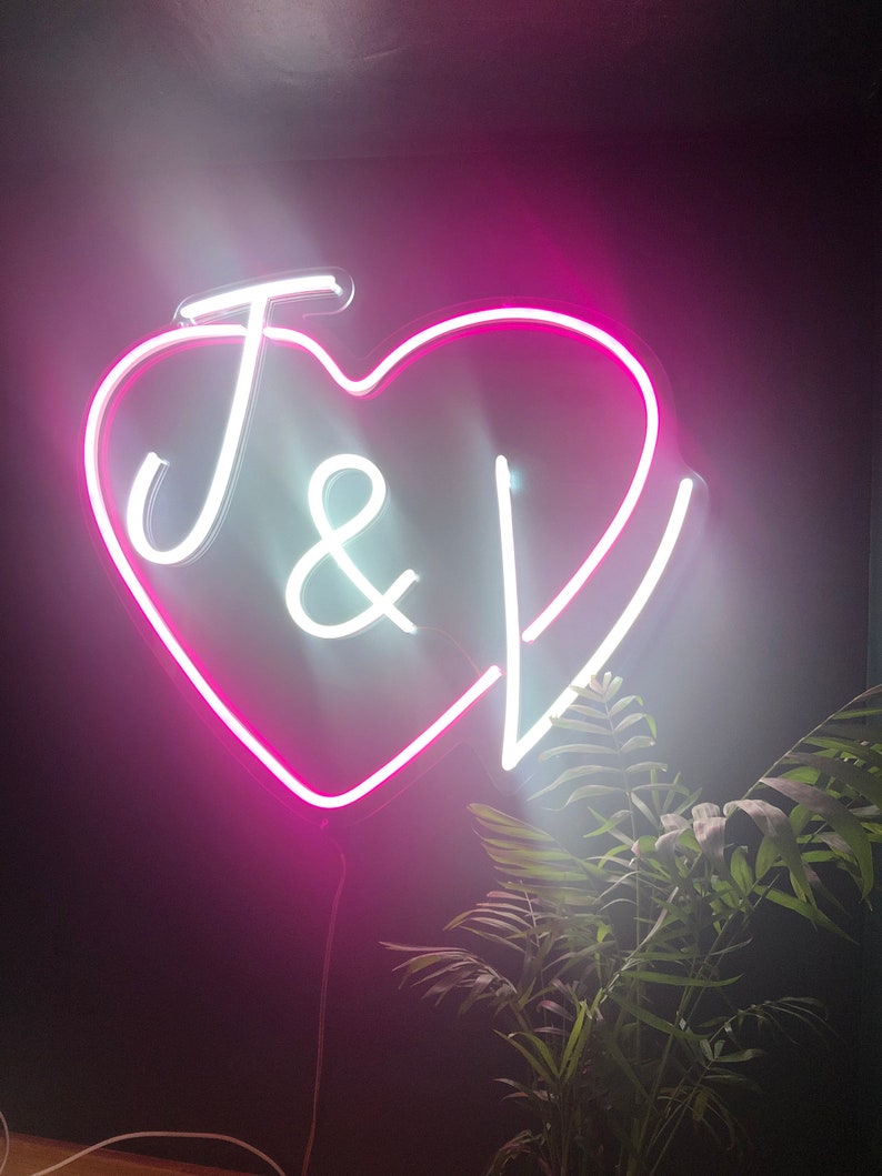 Custom Heart Initials Neon Sign Wedding Neon Sign, Gift For Wedding, Wedding gift, Neon Sign Custom, LED Neon Sign, Flex Neon Wedding image 6