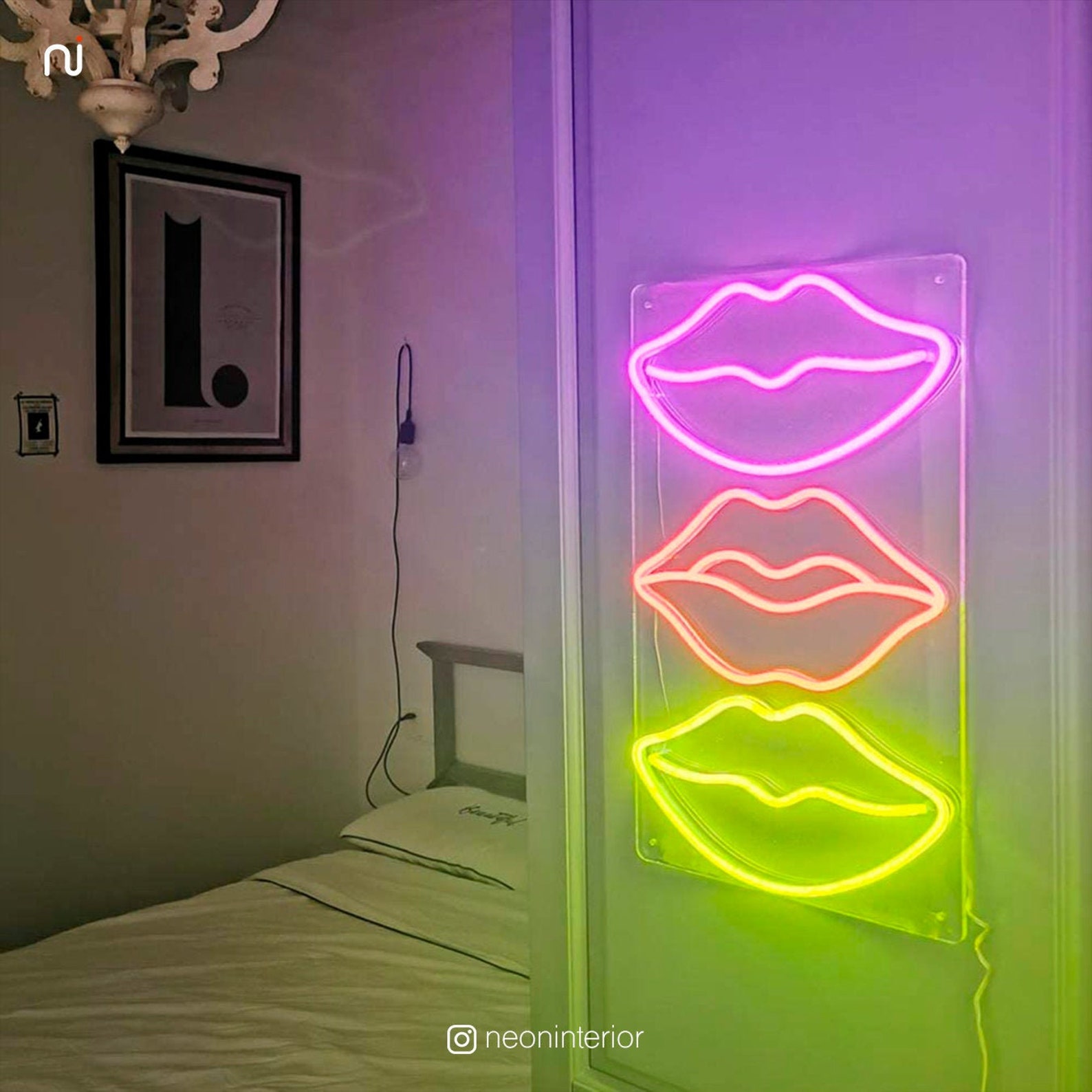 Lips Art LED Neon Sign Wall Decor Wall Sign Neon Lights Etsy