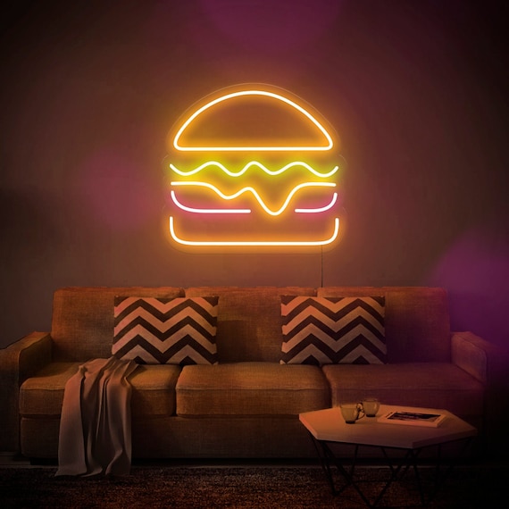 Enseigne De Lampe Au Néon Pour L'hamburger Illustration de Vecteur -  Illustration du décoration, advertising: 73595700