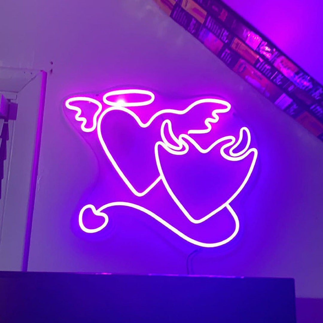 Angel and Devil Neon Sign Wedding Custom Neon Sign, Angel and