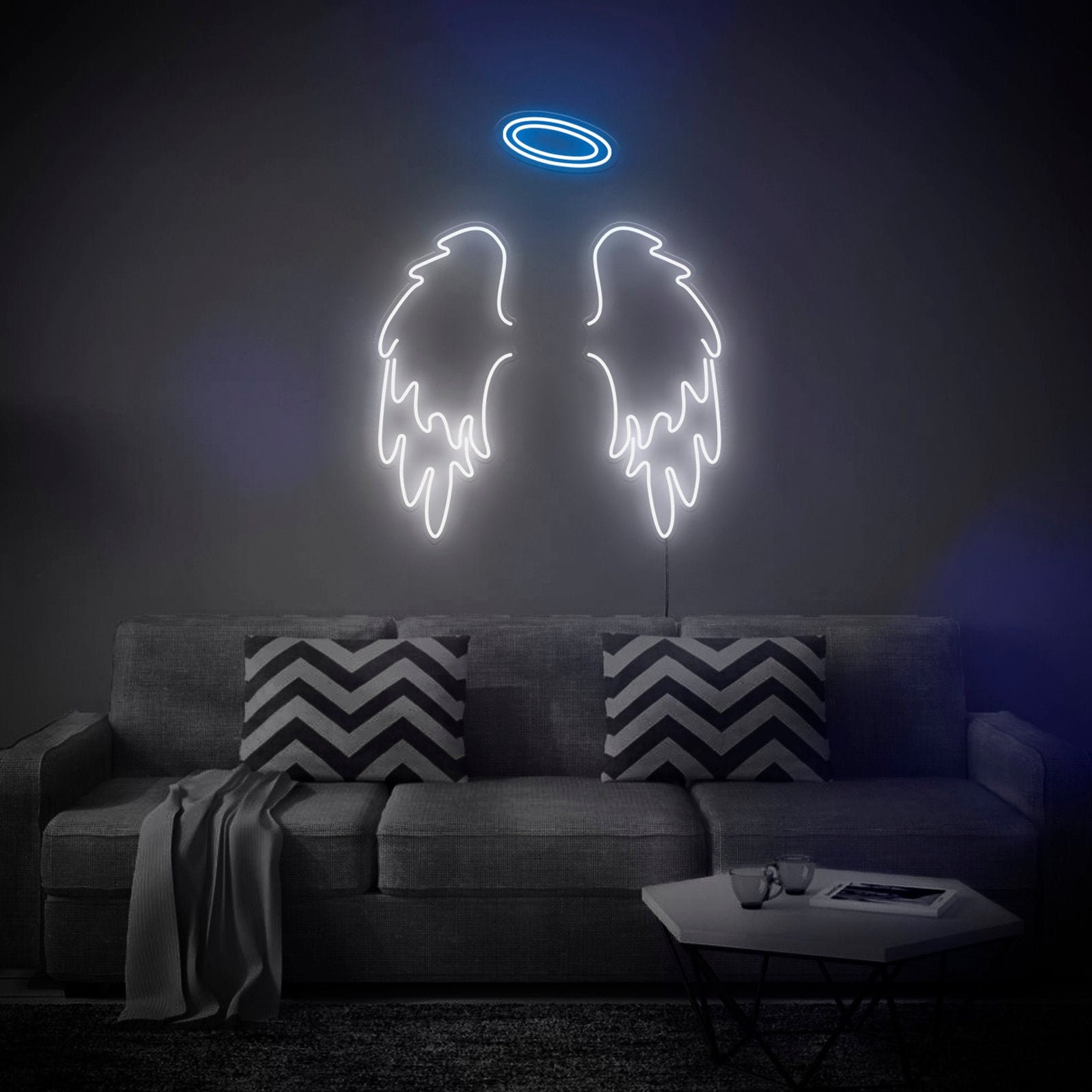 Wings and Halo LED Neon Sign Wall Decor Wall Sign Neon Etsy