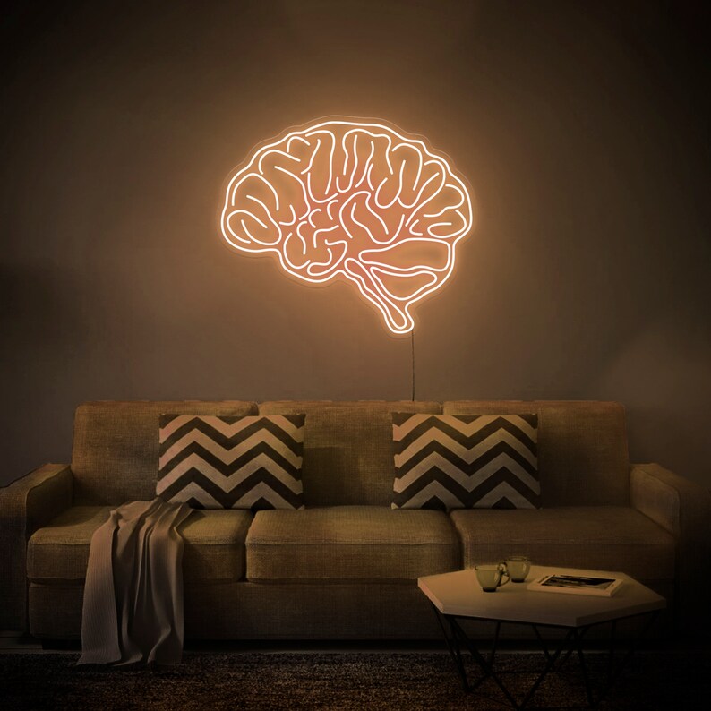 Brain - LED Neon Sign, Wall Decor, Wall Sign, Neon Lights, Human Brain ...