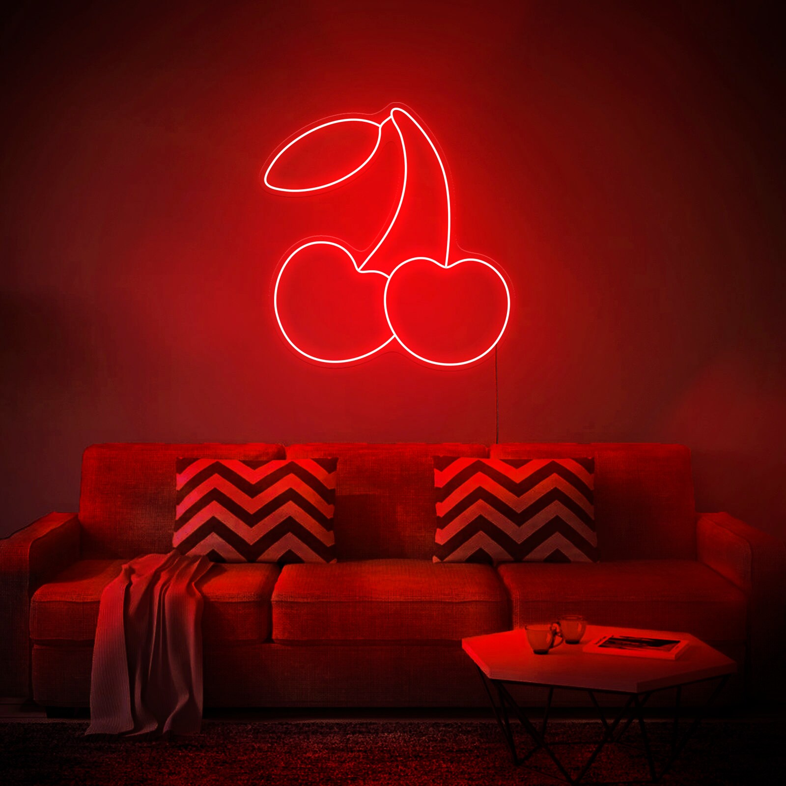 Enseigne Murale LED Néon En Forme De Cerise Rouge - Décoration Intérieure Lumineuse - Neuf
