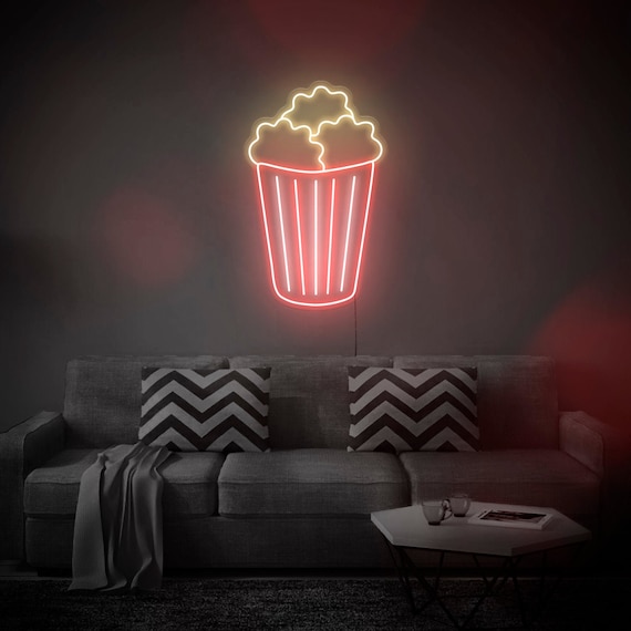 Popcorn LED Neon Sign Wall Decor Wall Sign Neon Lights Etsy