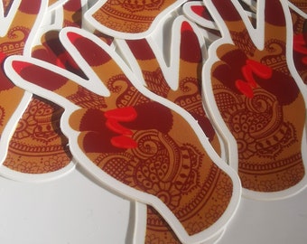 Peace out | vinyl sticker | peace finger sign sticker | mendhi art sticker | abstract art sticker