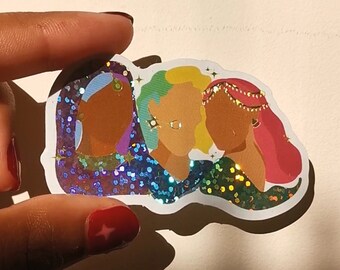 Diwali sisters glitter accent sticker | Diwali sticker | sparkly sisters | glitter sticker | Festive gift sticker | Laptop scrapbook sticker