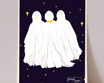 Ghosty sisters art print | goul gang | illustration print | colourful print | spooky spoopy | ghost print