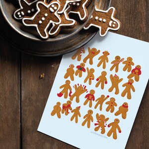 Peperkoek Vrienden Kerstkaart | Feestelijke wenskaart | Lege handgemaakte kaart | Fun card | kleurrijke schattige geïllustreerde vakantiekaart