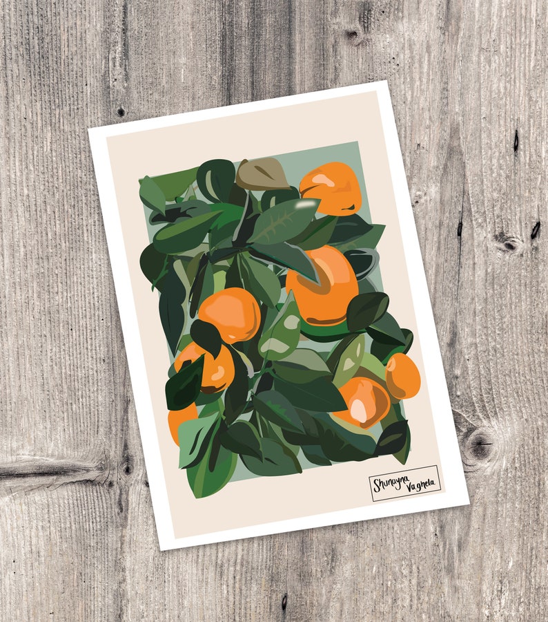 Oranges print kitchen print summer illustration fruits citrus holiday illustration print image 3