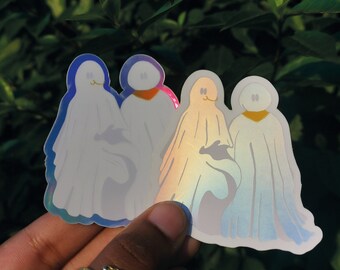 Ghosty Sister Duo holographic sticker | Halloween sticker | ghost sisters | holographic sticker | pastel | soft | halloween stickers