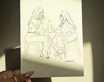 Together print | home print | friendship illustration | still life friends | cosy sketch | cozy vibes | illustration sketchbook print
