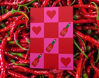 Hot Sauce Heart card | Greeting Card | Blank illustrated card | colourful illustrated card