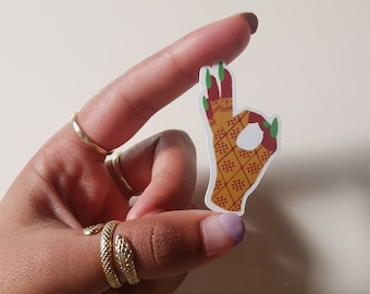 Ohhkayyyyy | vinyl sticker | peace finger sign sticker | mendhi art sticker | abstract art sticker | desi sticker | south asian art sticker